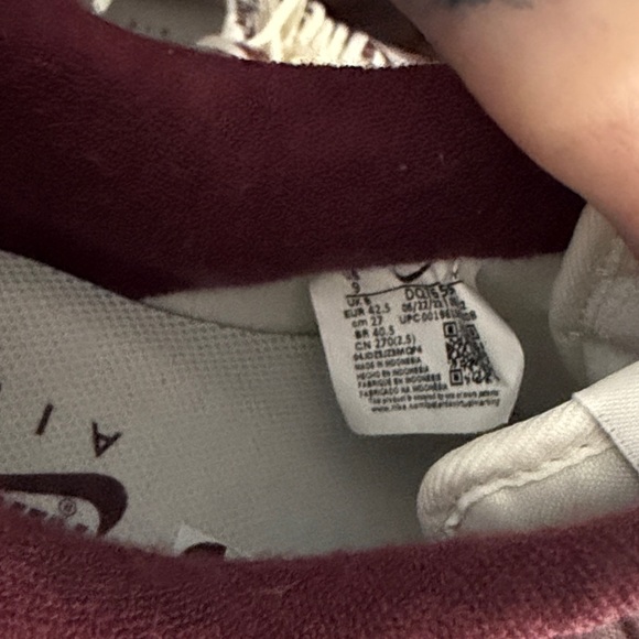 Nike Air Force 1 Burgundy and White Sneakers - Picture 3 of 4